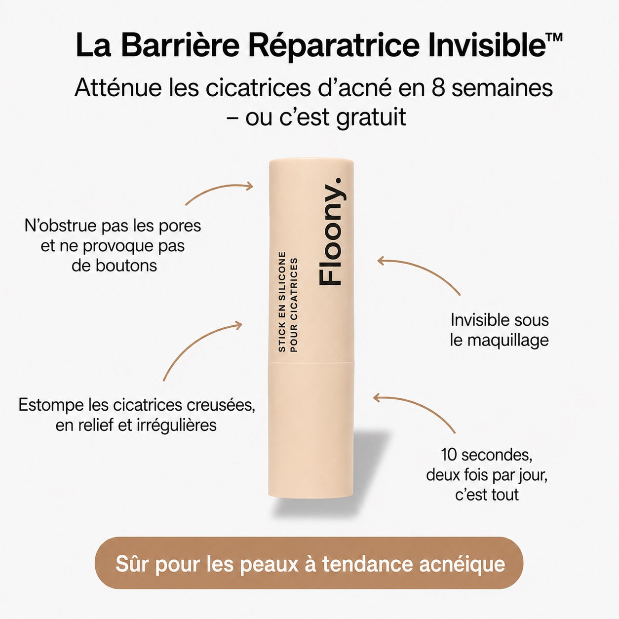 La barriere de reparation invisible du stick en silicone Floony